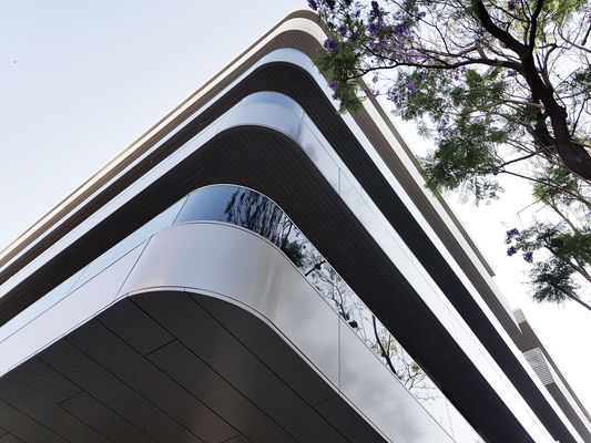 3D Curved Glass Curtain Wall Metal Aluminium Building Facade Waterproof